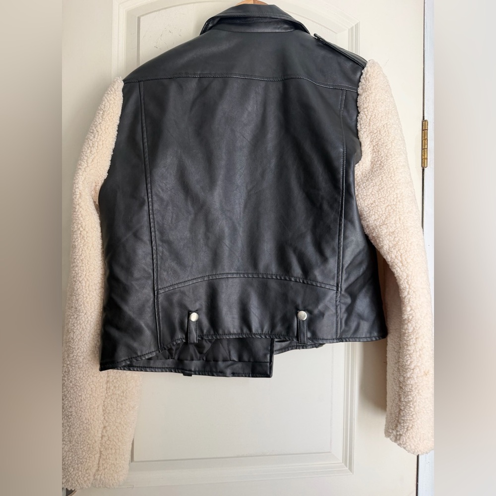 Love Tree Women's Black Faux Leather/Fur Jacket Sz XL boho western - Picture 7 of 7